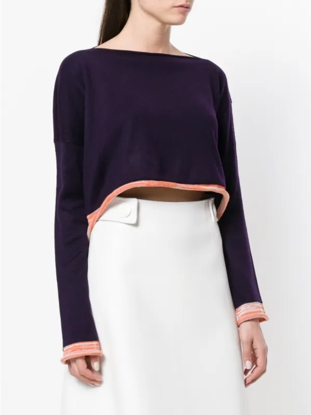 BDG | Cropped Maroon V‑Neck Sweater w/ Orange Trim Sz S